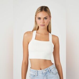 Forever 21 Sweater-Knit White Crisscross Tank Top Size Large NEW